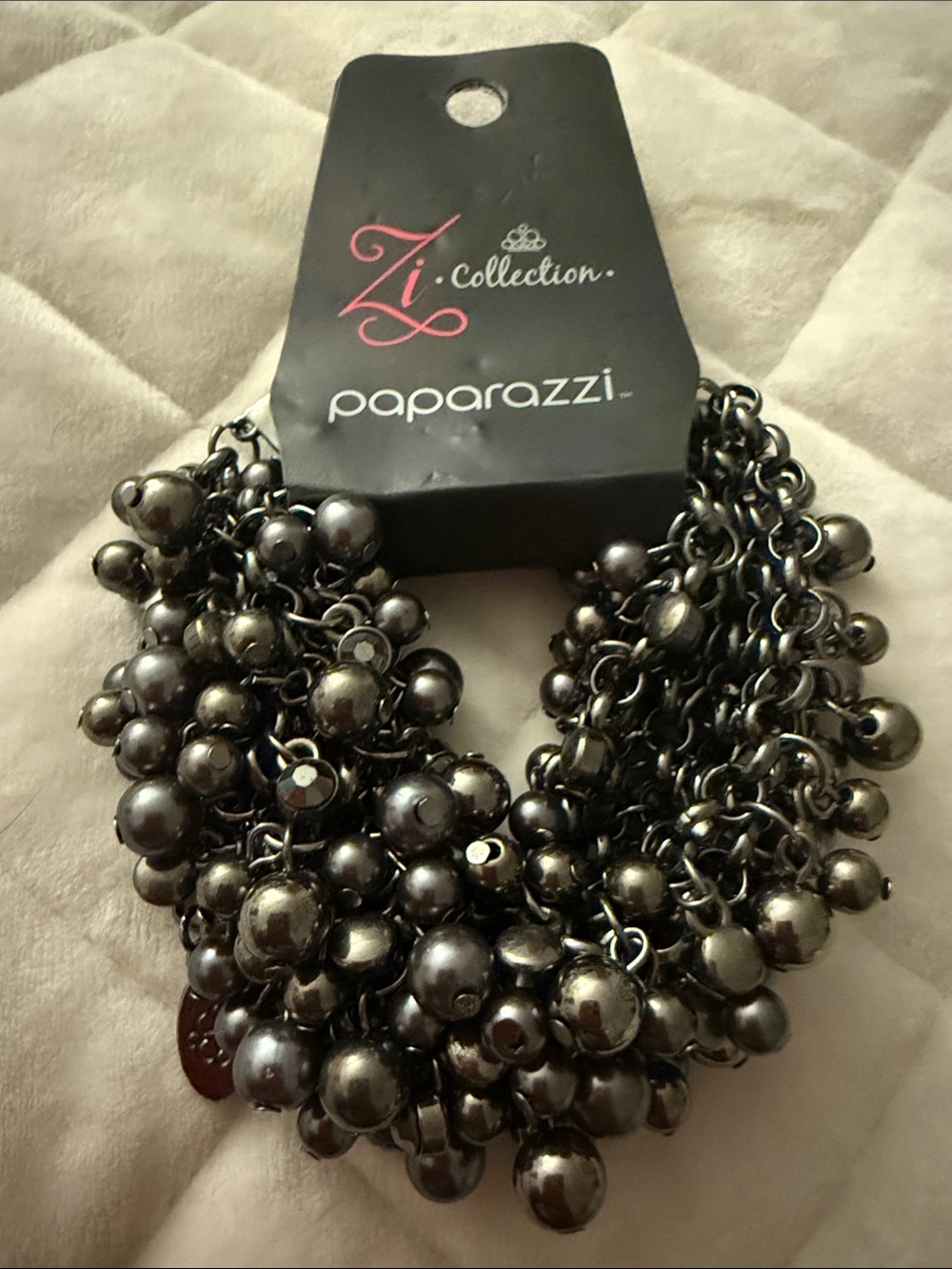 paparazzi Gunmetal Multi-Strand Beaded Statement Necklace